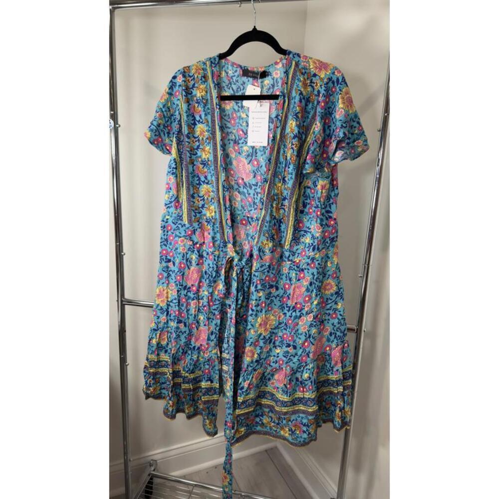 ZESICA Floral Print Wrap Dress size L